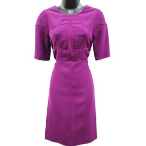 DIANE VON FURSTENBERG Womens Dress Size 6 Purple Sheath Knee Length V Neck